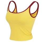 Women's Yoga Sports Bra Tank Top With Chest Pads Contrast Color Thin Straps Breathable Gym Fitness Running Cropped Top