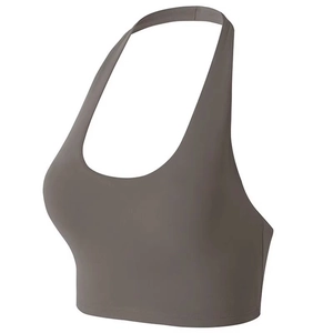 Soutien-gorge de sport gris foncé à col licou pour le yoga et le fitness