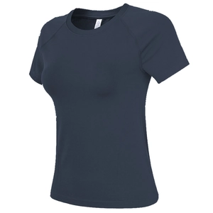 T-Shirt de Course à Manches Courtes à Séchage Rapide pour Femme Coupe Ajustée Haut de Fitness Respirant Manches Raglan Sport
