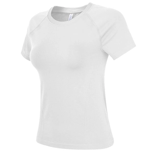 T-shirt de sport cintré pour femme à séchage rapide en maille respirante de couleur blanche