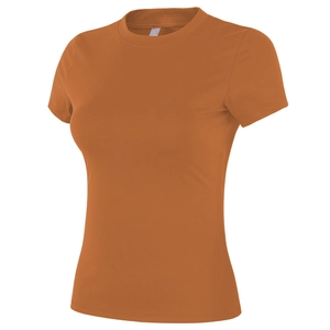 T-shirt de yoga ajusté évacuant l'humidité en orange brûlé, vue mannequin fantôme