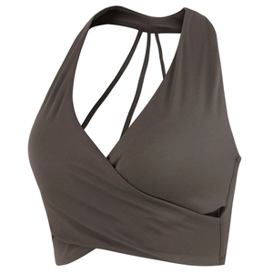 Damen Sexy Halter Überkreuzter V-Ausschnitt Sport-BH Hochelastisch Stoßfest Integrierte Yoga-Weste Top Für Fitness Pilates Laufen