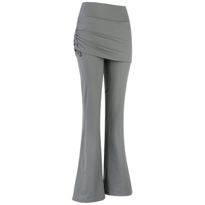 Women High Waist Yoga Flare Pants Skirt Leggings Workout Bottom Breathable Slim Fit Fitness Sport Trousers