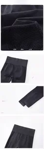 Vue détaillée du legging de yoga sans couture taille haute avec texture côtelée et logo