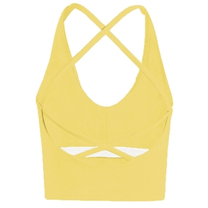 Gilet da Yoga da Donna Reggiseno Sportivo Antiurto Con Imbottitura Schiena Incrociata Sexy Canotta Fitness Top Nylon Elastan
