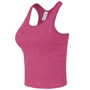 Women's shockproof rose red sports vest with racerback and built-in pads for running