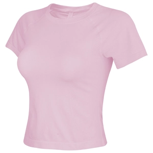 Maglia sportiva rosa slim fit con maglia senza cuciture e dettagli traspiranti