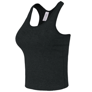 Dark gray racerback sports bra for women with built-in chest pads for running training
