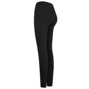 Leggings da yoga neri a vita alta per donna con cuciture push-up e vestibilità compressiva