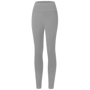 Legging de yoga sans couture gris foncé à taille haute avec inscription GYM et mesh respirant