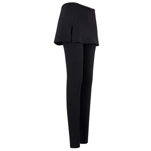 Leggings 2 in 1 da yoga neri a vita alta con gonna e spacco laterale per fitness e sport