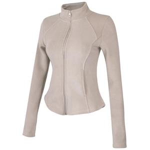 Women Yoga Jacket Fleece Lined Stand Collar Slim Fit Long Sleeve Full Zip Sports Coat For Running Pilates Workout Top
