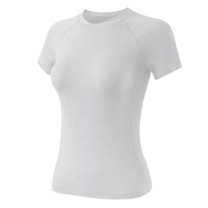 White breathable mesh yoga T-shirt with slim fit and honeycomb ventilation panels