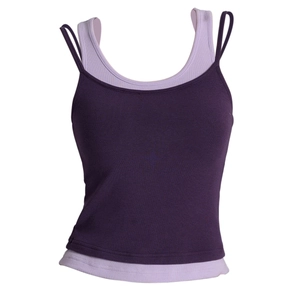 Débardeur de Yoga Faux Deux-Pièces pour Femmes Double Bretelles Gilet de Fitness Bra Avec Coussinets de Poitrine Évacuation de l'Humidité Coupe Ajustée Top de Sport