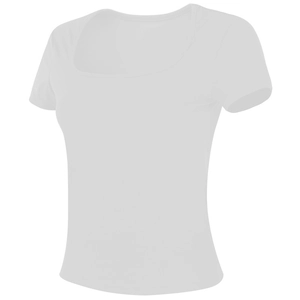 T-shirt blanc de yoga pilates moulant avec col carré et tissu de sport extensible