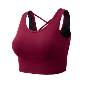 Damen Sport-BH Überkreuzter Rücken Stoßfest Gepolstert Yoga Weste Laufen Fitness Top Einfarbig Schnelltrocknend Atmungsaktiv