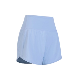 Short de Sport Femme Faux Deux Pièces Taille Haute Respirant Séchage Rapide Course Yoga Fitness Bottom
