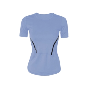T-shirt de sport femme bleu clair à séchage rapide avec lignes de contour amincissantes