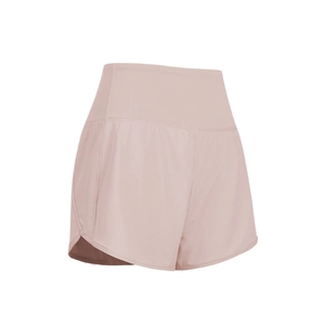Short de course 2-en-1 rose pâle respirant à taille haute avec fente latérale femme