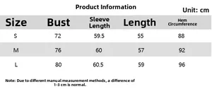 Detailed size chart for women's long sleeve quick-dry running shirt in S, M, L dimensions