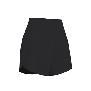 Jupe-short de sport noire pour femme, taille haute, respirante avec fente croisée