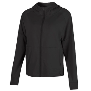Damen Sportjacke in Schwarz mit Kapuze und Reißverschluss für Fitness und Yoga-Training