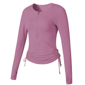 Haut de yoga à séchage rapide pour femmes avec demi-zip et cordons de serrage