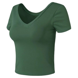 Haut de Yoga Coupe Ajustée pour Femmes Avec Coussinets de Poitrine Col en V Manches Courtes Séchage Rapide Course Sport T-Shirt