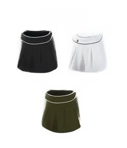 Flat lay of high-waisted 2-in-1 sports shorts in black, white, and army green colors