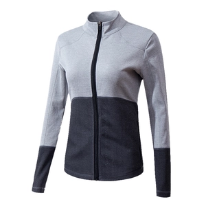 Veste de sport zippée pour femme en gris clair et gris foncé bicolore ajustée