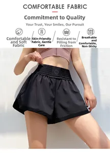 Detail der Yoga-Shorts mit hoher Taille, atmungsaktivem Stoff und elastischem Hosenbund