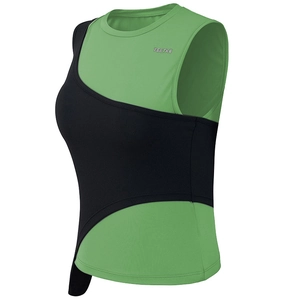 Débardeur de sport bicolore sans manches pour le yoga et la course en vert et noir