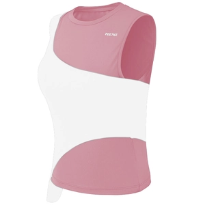 Débardeur de course ajusté pour femmes avec design color block rose et blanc