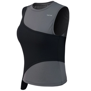 Débardeur de sport bicolore gris et noir à coupe ajustée pour femmes