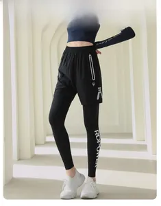 Pantaloni sportivi 2-in-1 da donna con dettagli riflettenti e tessuto traspirante