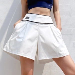 Women's High Waist Fake Two-Piece Gym Shorts Quick Dry Loose Sporty Skorts For Yoga Running Workout Casual Training Bottom