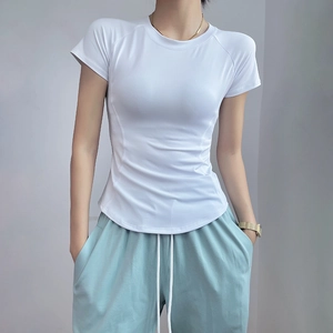 Women's Slim Fit Short Sleeve Sports T-Shirt Breathable Quick Dry Athletic Top Crew Neck Raglan Workout Yoga Running Shirt