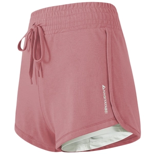 Quick-dry mauve high-waist sports shorts for women with built-in liner and drawstring