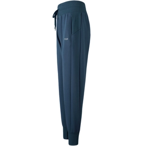 Women high waisted navy blue quick dry joggers with drawstring and cuffed ankles