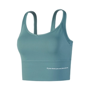 Soutien-gorge de sport vert foncé à maintien élevé avec mesh et texte blanc imprimé