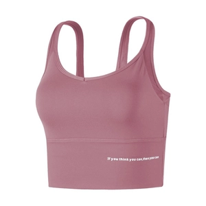 Soutien-gorge de sport rose à impact élevé avec panneau en mesh et citation pour yoga