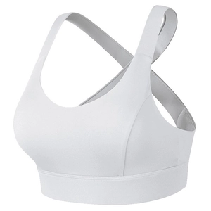 Soutien-gorge de Sport en Nylon Sans Couture Femme Dos Croisé Antichoc Rembourré Courir Yoga Fitness Haut Athlétique