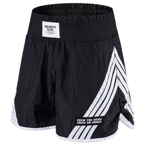 Short de yoga noir à taille haute pour femme avec rayures blanches et séchage rapide