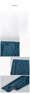 Dettaglio dei leggings da yoga a vita alta blu pavone con trama a coste verticali