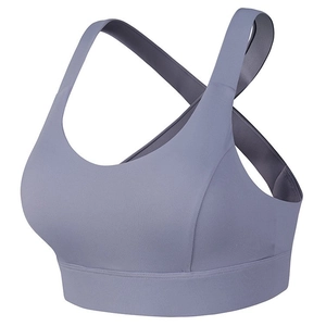 Soutien-gorge de sport lavande à maintien élevé avec larges bretelles et dos croisé