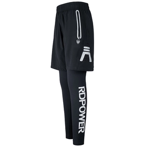 Pantaloni da corsa 2-in-1 riflettenti da uomo con logo RDPOWER e tasche con cerniera
