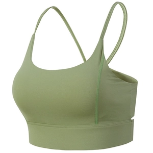 Soutien-gorge de Sport Femme Dos Croisé Fines Bretelles Respirant Rembourré Yoga Fitness Workout Top Polyester Couleur Unie