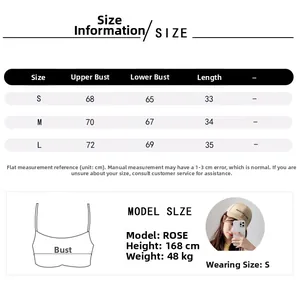 Guida alle taglie dettagliata per reggiseno sportivo e misure della modella