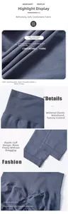 Detailsicht des hohen Taillenbunds und Waffelgewebes der blauen Yoga-Sporthose