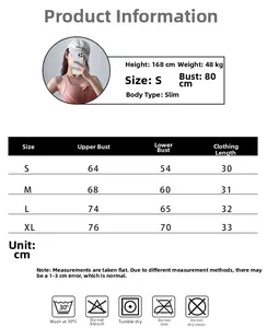 Detailed size guide and fit reference table for front zipper sports yoga bra